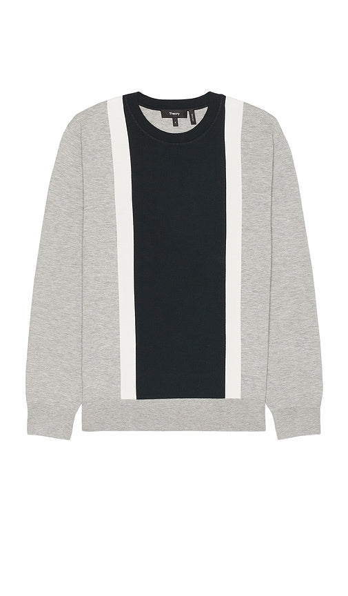 Theory Intarsia Crew Sweater in Grey - Theory - Pull ras du cou en intarsia gris - Theory 灰色嵌花圆领毛衣 - Theory Intarsien-Pullover mit Rundhalsausschnitt in Grau - Theory 인타르시아 크루 스웨터그레이 색상 - Maglione girocollo con intarsio Theory in grigio