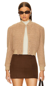 Theory Shrunken Fleece Teddy Jacket in Tan - Veste Teddy en polaire rétrécie Theory en beige - Theory 黄褐色皱缩羊毛泰迪熊夹克 - Theory Shrunken Fleece Teddyjacke in Hellbraun - Theory 슈렁큰 플리스 테디 재킷 - Giacca Teddy in pile rimpicciolito Theory in marrone chiaro
