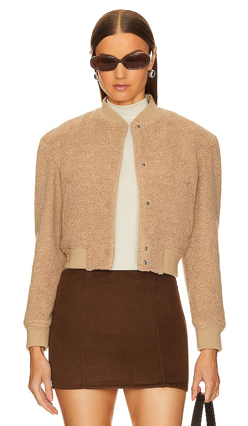 Theory Shrunken Fleece Teddy Jacket in Tan - Veste Teddy en polaire rétrécie Theory en beige - Theory 黄褐色皱缩羊毛泰迪熊夹克 - Theory Shrunken Fleece Teddyjacke in Hellbraun - Theory 슈렁큰 플리스 테디 재킷 - Giacca Teddy in pile rimpicciolito Theory in marrone chiaro