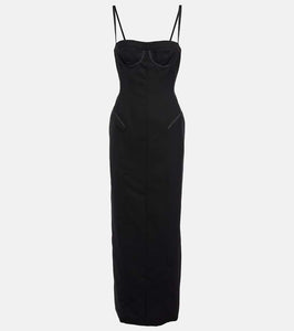 Thom Browne Corset wool and silk maxi dress