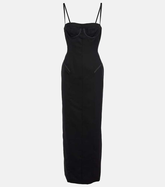 Thom Browne Corset wool and silk maxi dress