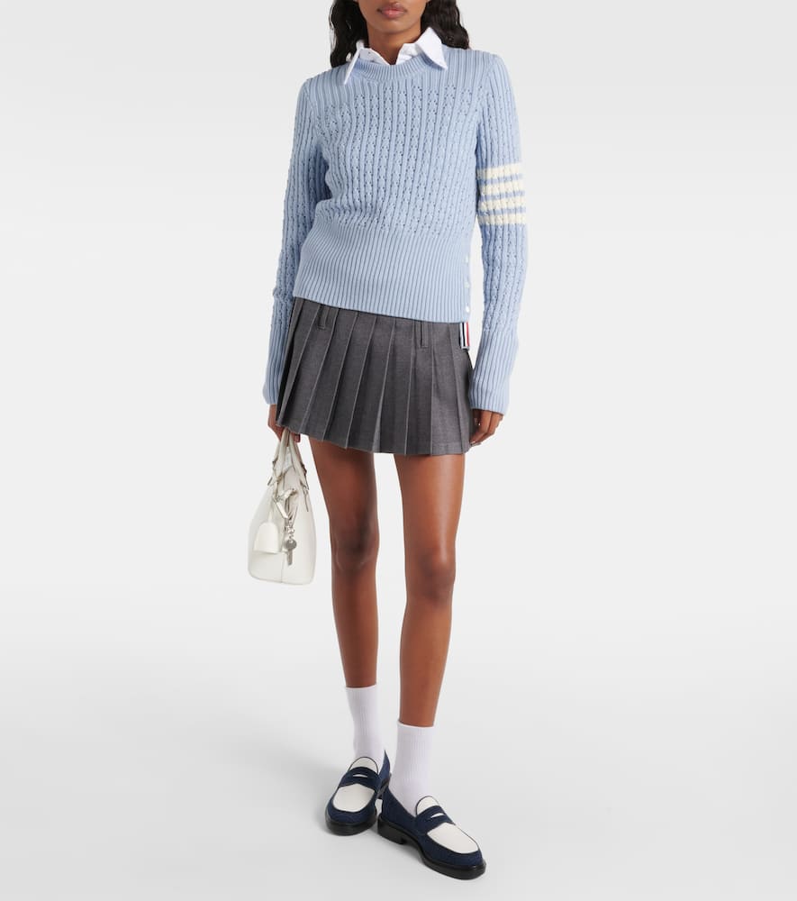 Thom Browne Leather-trimmed tweed loafers