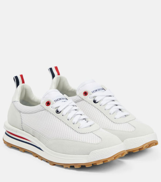 Thom Browne Mesh and suede-trimmed sneakers