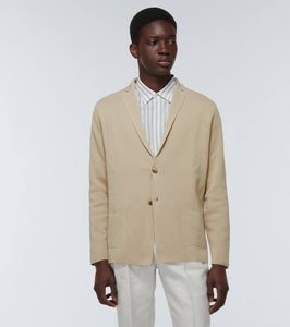 Thom Sweeney Single-breasted cotton knit blazer