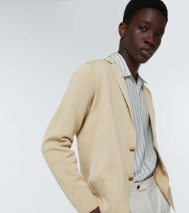 Thom Sweeney Single-breasted cotton knit blazer