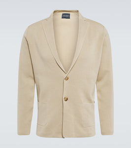 Thom Sweeney Single-breasted cotton knit blazer