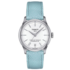 Tissot Chemin des Tourelles Powermatic 80 White Dial Light Blue Leather Strap Watch | 34mm | T139.207.16.011.00