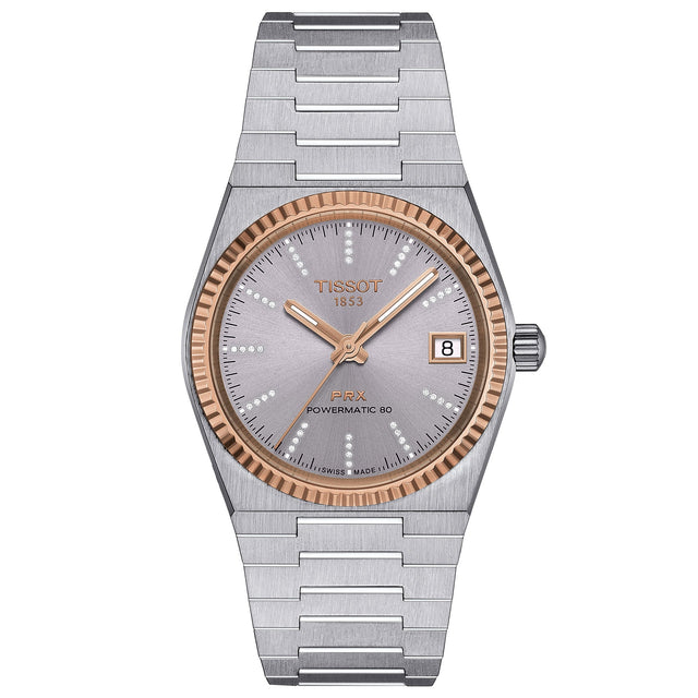 Tissot PRX POWERMATIC Stainless Steel and Rose Gold Bezel Watch | 35mm | T9312074133600