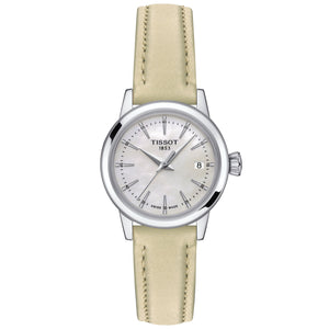 Tissot T-Classic Dream Lady White Mother-of-Pearl Dial Beige Leather Strap Watch | 28mm | T1292101611100