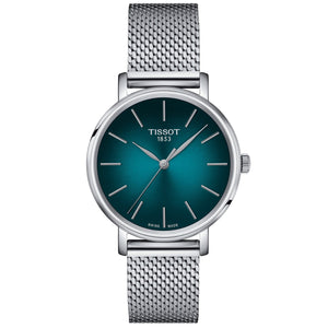 Tissot T-Classic Everytime Lady Graded Green-Black Dial and Stainless Steel Bracelet Watch | 34mm | T1432101109100