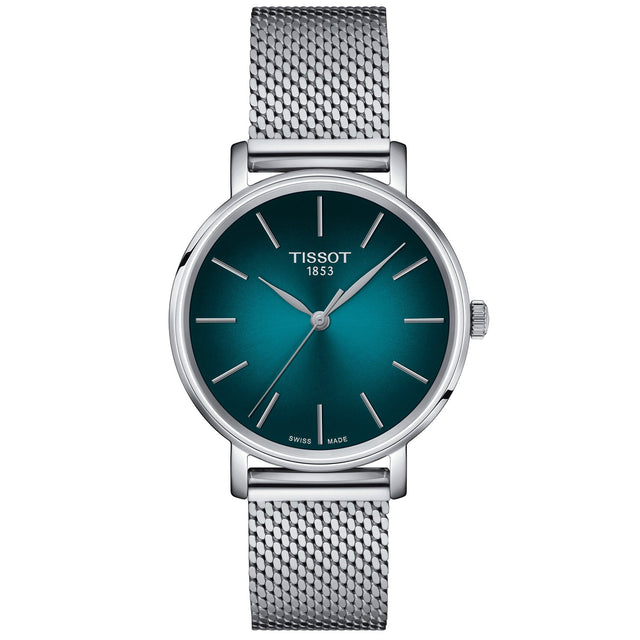 Tissot T-Classic Everytime Lady Graded Green-Black Dial and Stainless Steel Bracelet Watch | 34mm | T1432101109100