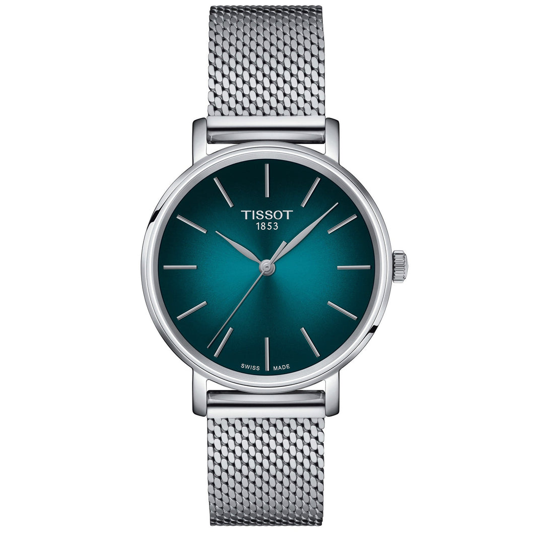 Tissot T-Classic Everytime Lady Graded Green-Black Dial and Stainless Steel Bracelet Watch | 34mm | T1432101109100