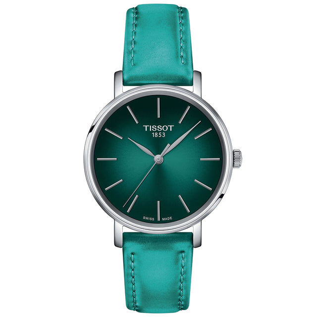 Tissot T-Classic Everytime Lady Graded Turquoise Dial Synthetic Strap Watch | 34mm | T1432101709100
