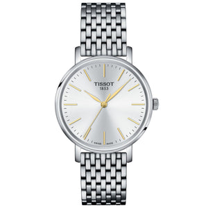 Tissot T-Classic Everytime Lady Silver-Tone Dial and Stainless Steel Bracelet Watch | 34mm | T1432101101101