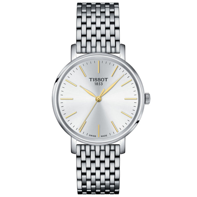 Tissot T-Classic Everytime Lady Silver-Tone Dial and Stainless Steel Bracelet Watch | 34mm | T1432101101101