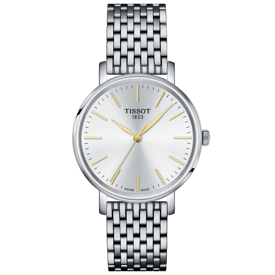 Tissot T-Classic Everytime Lady Silver-Tone Dial and Stainless Steel Bracelet Watch | 34mm | T1432101101101