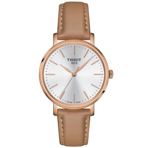 Tissot T-Classic Everytime Lady White Dial Beige Leather Strap Watch | 34mm | T1432103601100