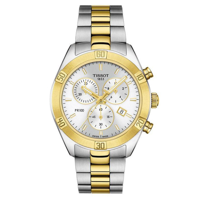 Tissot T-Classic PR 100 Sport Chic Chronograph Two-Tone Bracelet Watch | 38mm | T1019172203100
