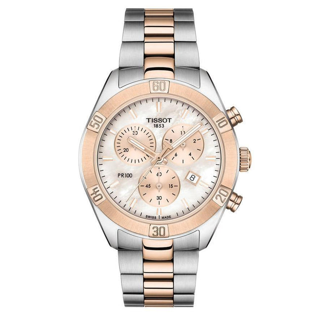 Tissot T-Classic PR 100 Sport Chic Chronograph Two-Tone Bracelet Watch | 38mm | T1019172215100