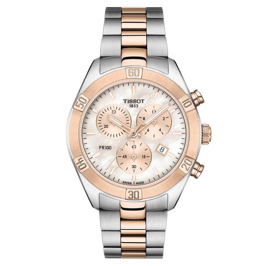 Tissot T-Classic PR 100 Sport Chic Chronograph Two-Tone Bracelet Watch | 38mm | T1019172215100