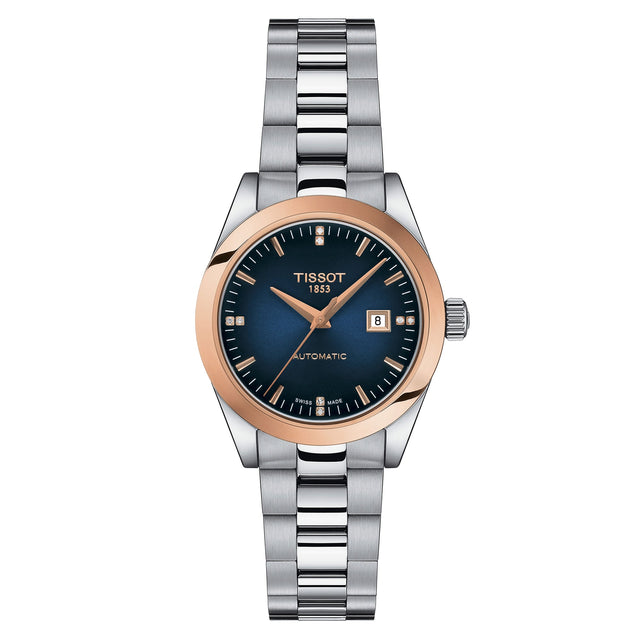 Tissot T-Gold T-Lady Automatic Diamond Dial and Stainless Steel Bracelet Watch | 29mm | T9300074104600