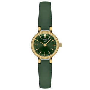 Tissot T-Lady Lovey Round Green Dial Leather Strap Watch | T1400093609100