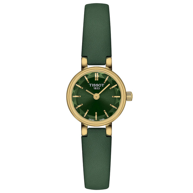 Tissot T-Lady Lovey Round Green Dial Leather Strap Watch | T1400093609100