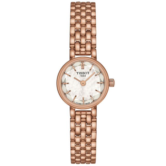 Tissot T-Lady Lovey Round White Mother of Pearl Dial Rose Gold-Tone Stainless Steel Watch | 19.5mm | T1400093311100