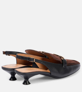 Tod's 35 leather slingback loafer pumps