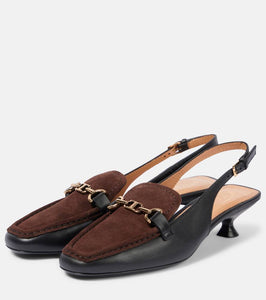 Tod's 35 leather slingback loafer pumps