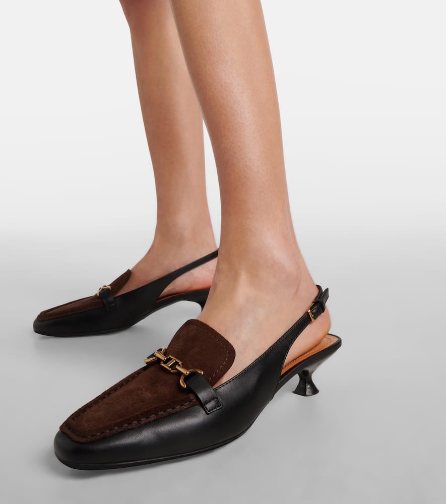 Tod's 35 leather slingback loafer pumps
