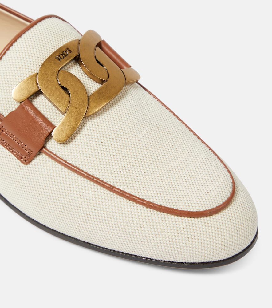 Tod's Catena leather-trimmed canvas loafers