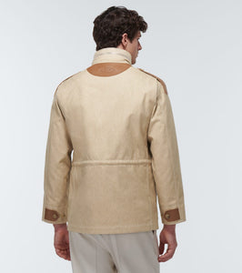 Tod's Coated leather-trimmed cotton jacket