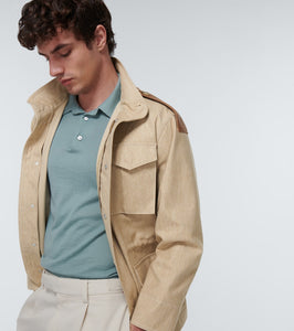 Tod's Coated leather-trimmed cotton jacket