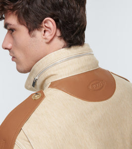 Tod's Coated leather-trimmed cotton jacket