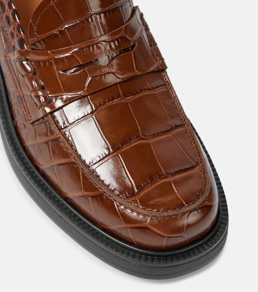 Tod's Croc-effect leather penny loafers