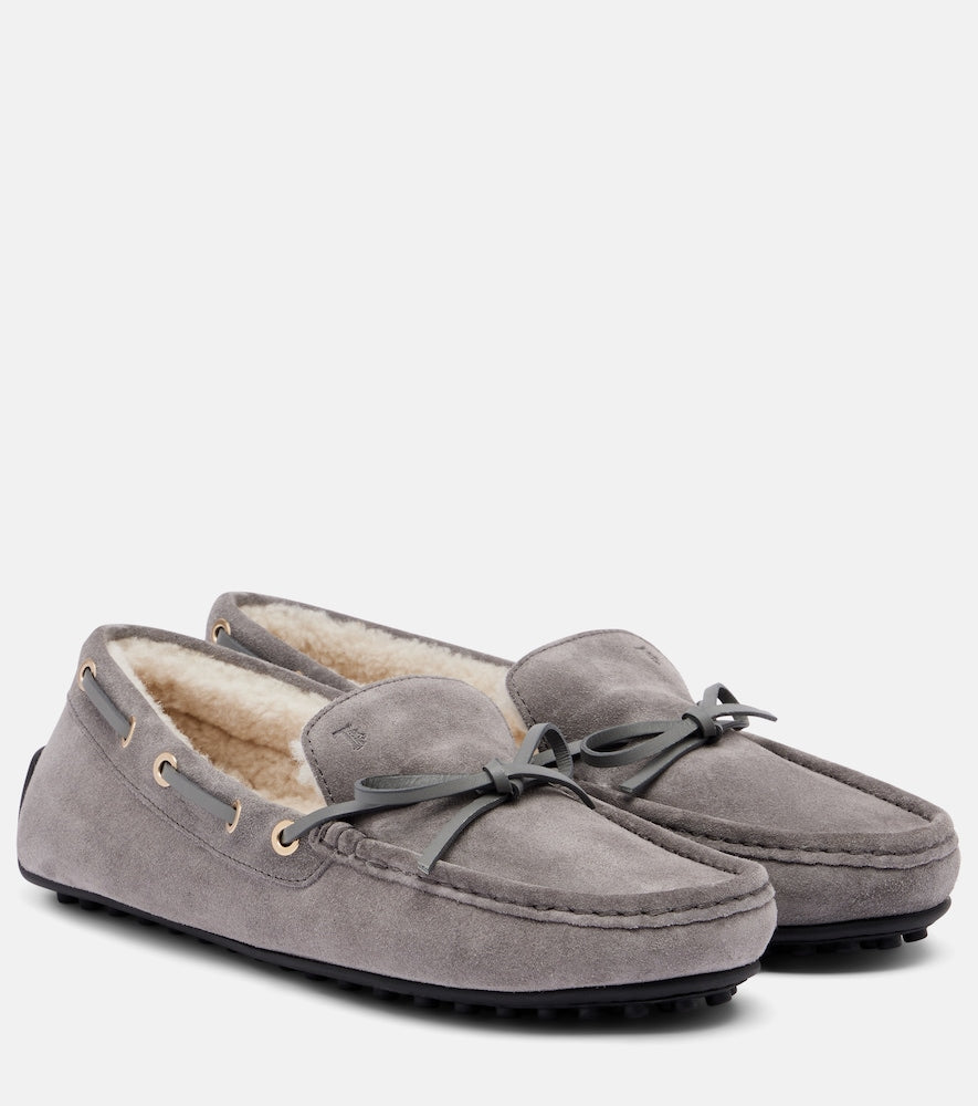 Tod's Gommino shearling-lined suede boat shoes