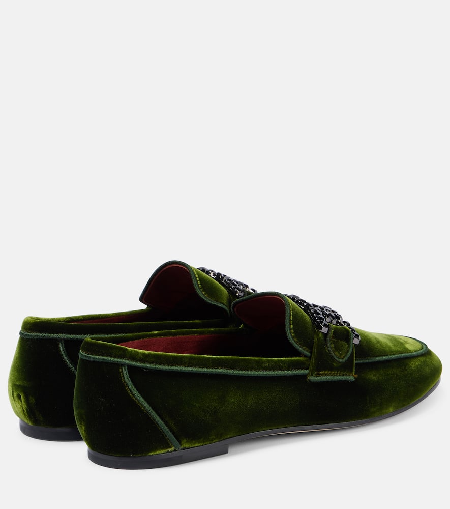 Tod's Kate embellished velvet loafers