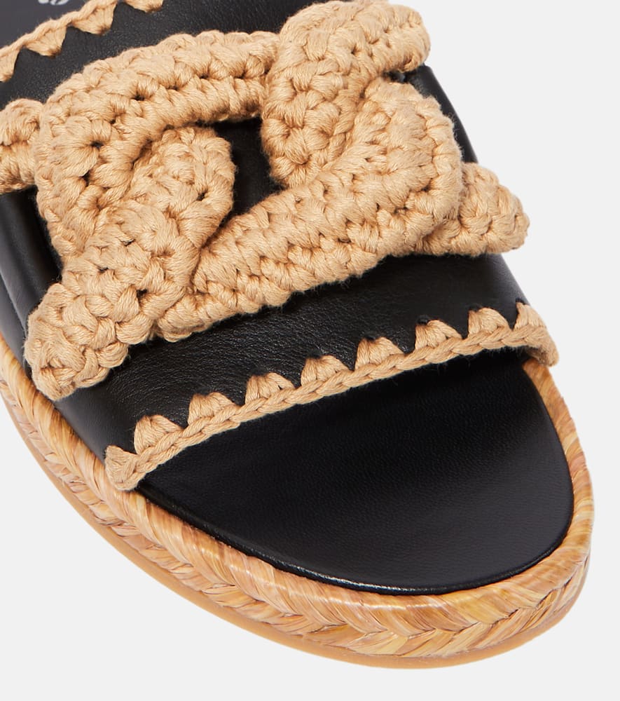 Tod's Kate leather and jute slides
