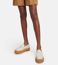 Tod's Leather and raffia platform loafers