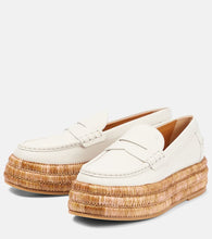 Tod's Leather and raffia platform loafers