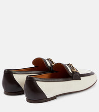 Tod's Leather-trimmed canvas loafers