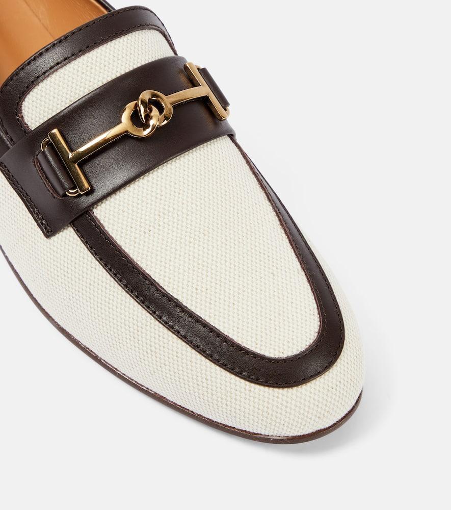 Tod's Leather-trimmed canvas loafers
