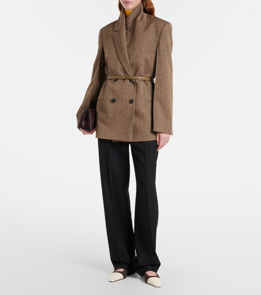 Tod's Leather-trimmed canvas slingback pumps