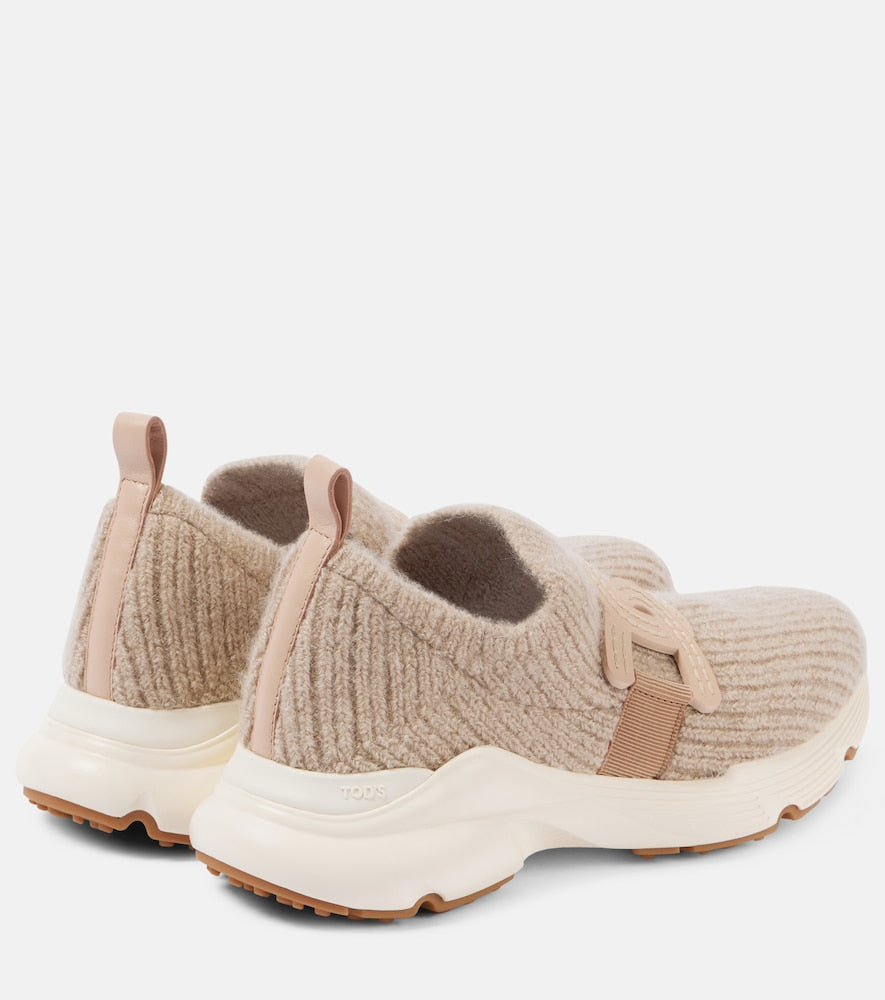 Tod's Leather-trimmed knit sneakers