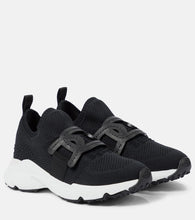 Tod's Leather-trimmed knit sneakers - Tod's 皮革饰边针织运动鞋