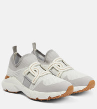 Tod's Leather-trimmed knit sneakers - Tod's 皮革饰边针织运动鞋