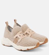 Tod's Leather-trimmed knit sneakers - Tod's 皮革饰边针织运动鞋