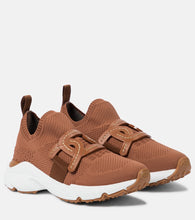 Tod's Leather-trimmed knit sneakers - Tod's 皮革饰边针织运动鞋