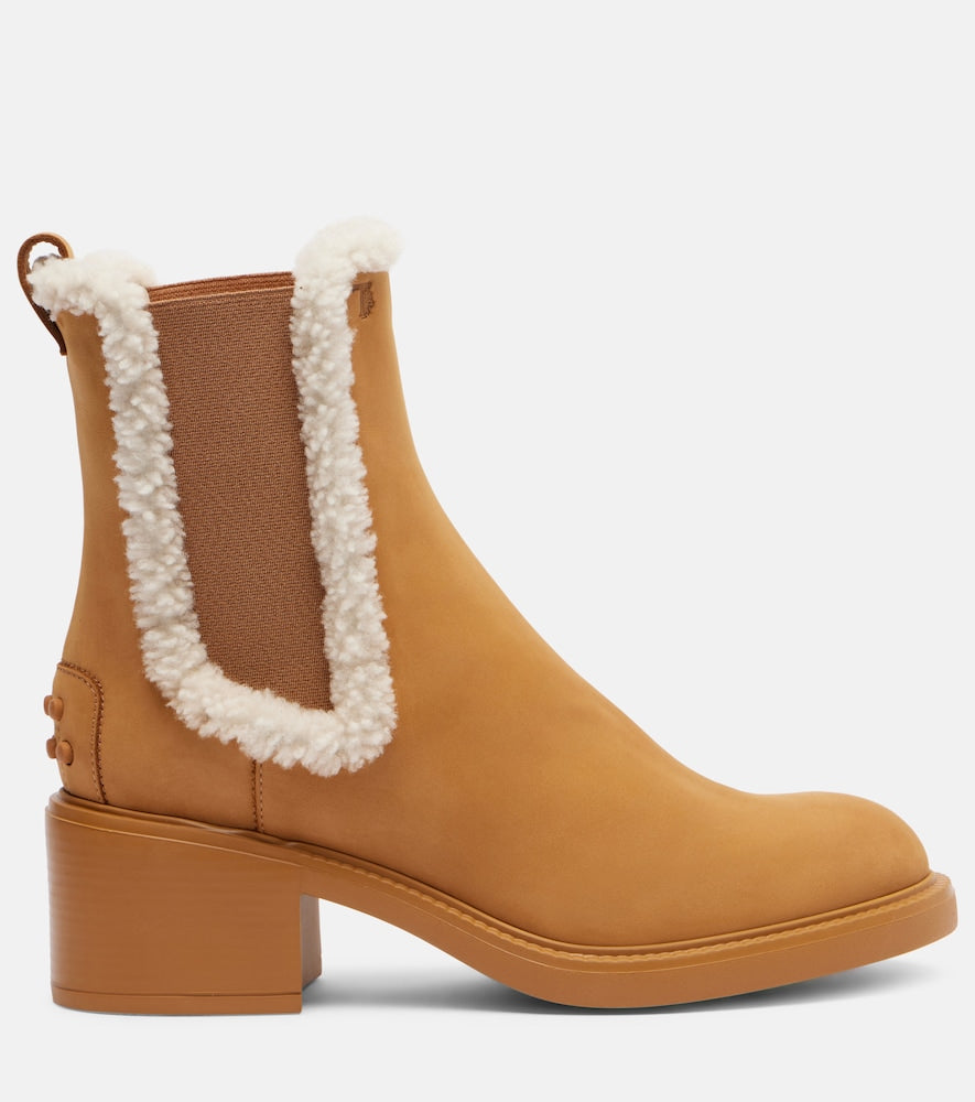 Tod's Shearling-trimmed suede Chelsea boots